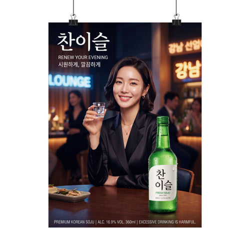 "Renew Your Evening" Chan-iseul Fresh Soju Matte Poster | Modern Korean Lounge Wall Art