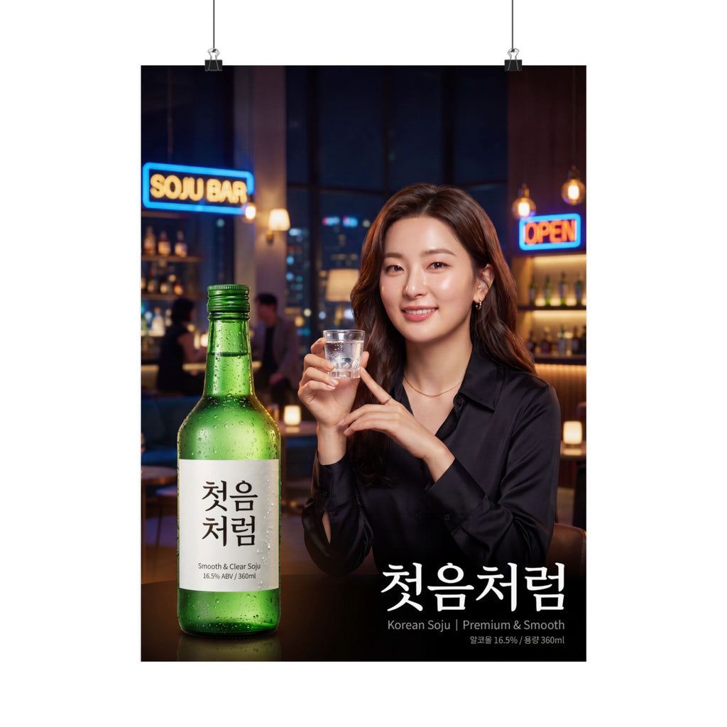 "Smooth & Clear" Chuteum-Churum Soju Matte Poster | Neon Soju Bar Korean Wall Art