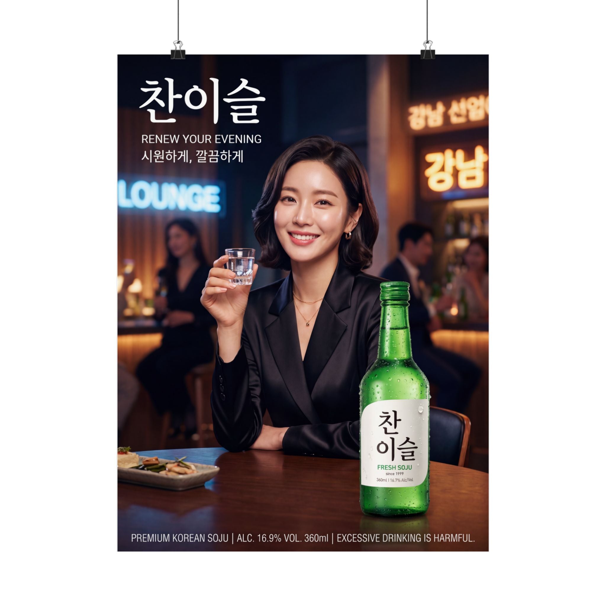 "Renew Your Evening" Chan-iseul Fresh Soju Matte Poster | Modern Korean Lounge Wall Art