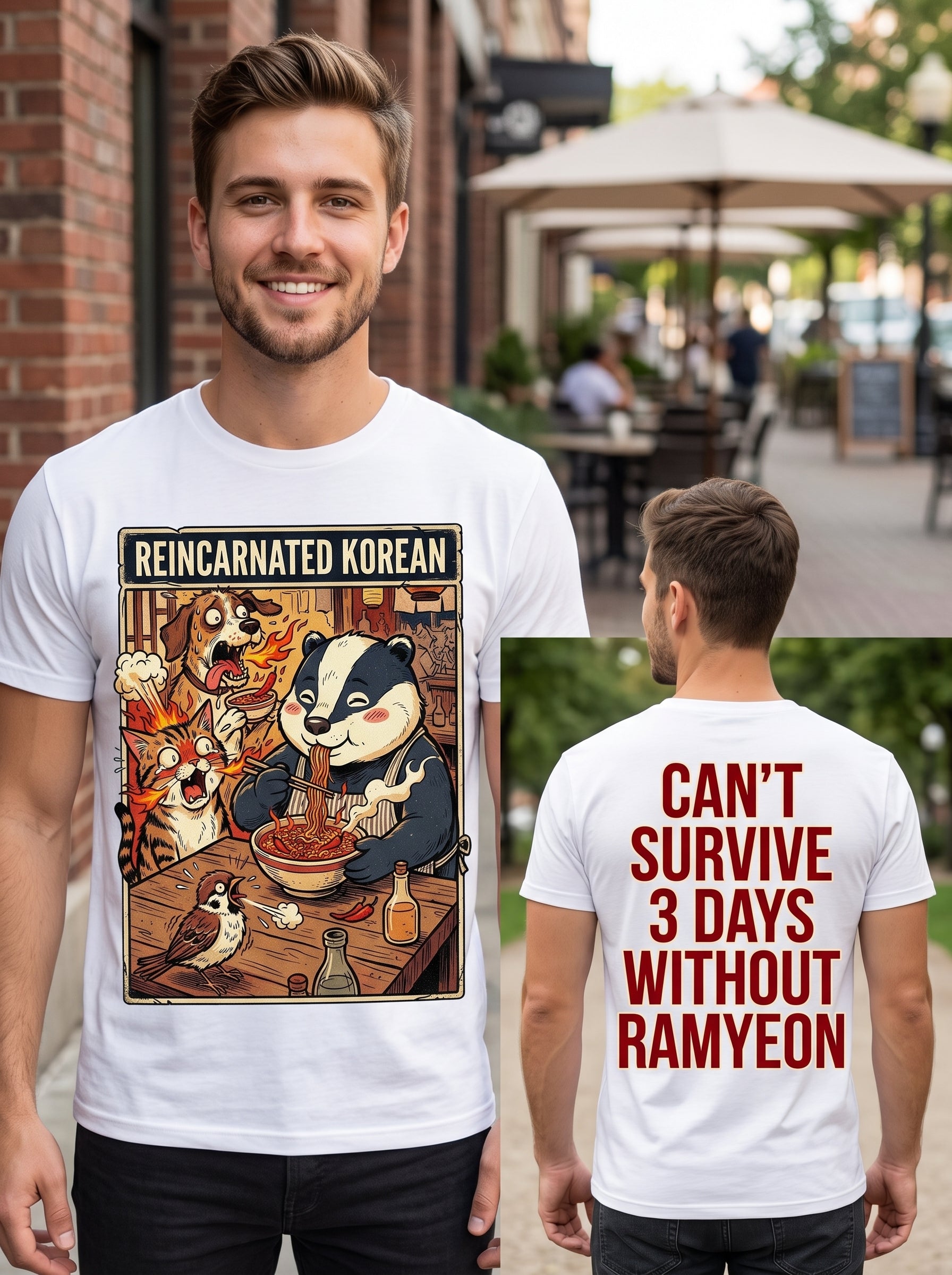 Reincarnated Korean T-Shirt, Korean Food Lover Shirt, Funny Ramyeon Tee, Korean Culture Gift, K-Food Shirt, Korean Humor Gift