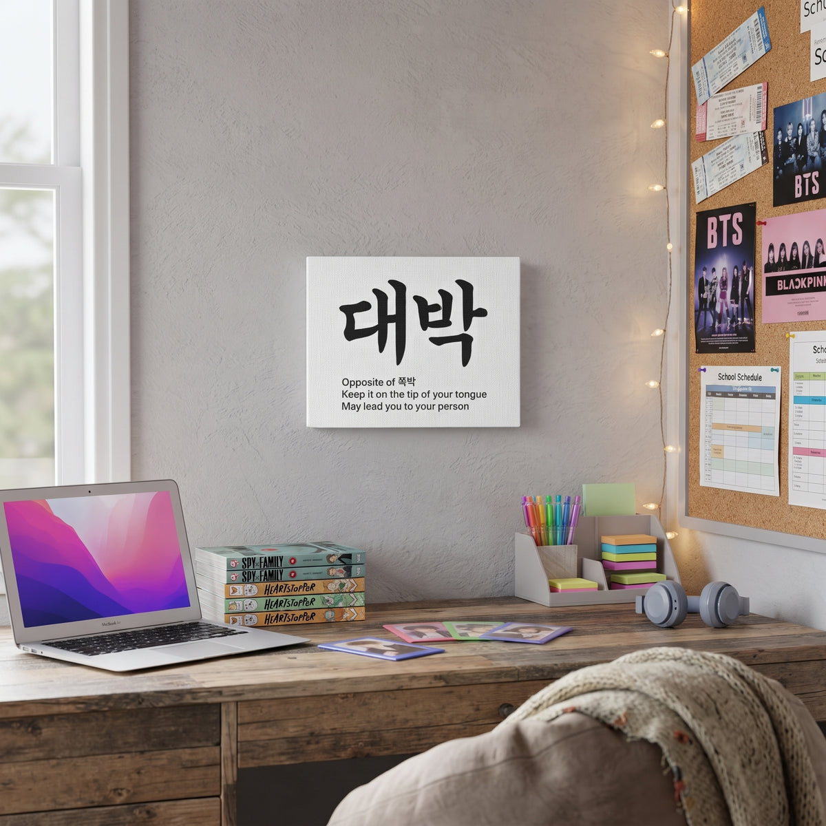 대박 Korean Calligraphy  Canvas