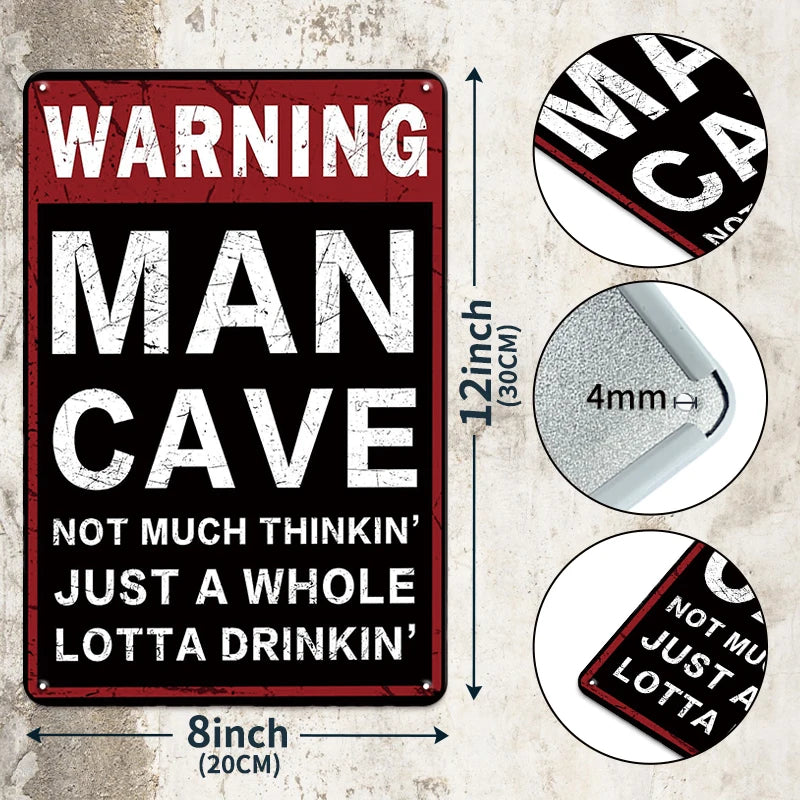 No Stupid People Beyond This Point Funny Warning Sign - Vintage Metal Tin Poster Garage & Man Cave Wall Decor