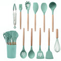 Silicone Cooking Utensils Set with Wooden Handles (12-Piece)