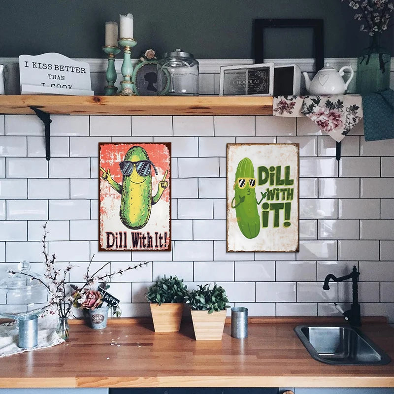 Funny Pickle Metal Tin Signs Retro Kitchen & Farmhouse Wall Decor