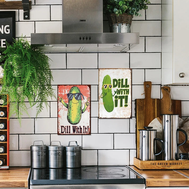 Funny Pickle Metal Tin Signs Retro Kitchen & Farmhouse Wall Decor