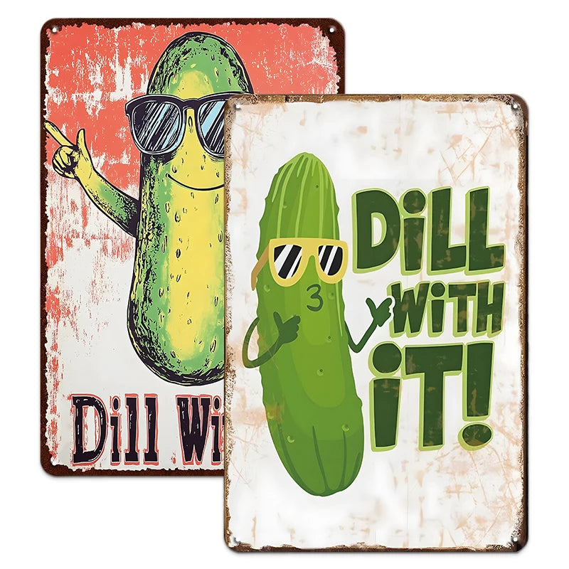 Funny Pickle Metal Tin Signs Retro Kitchen & Farmhouse Wall Decor