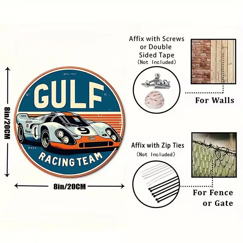 Vintage Gas Station Metal Sign - Retro Garage Wall Decor (76, Sinclair, STP, Gulf, Valvoline)