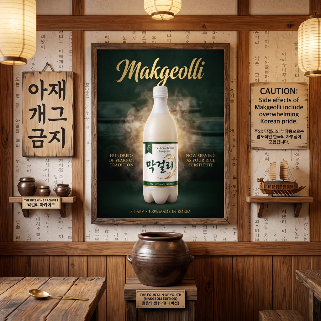 막걸리 Poster – Vintage Korean Rice Wine Wall Art