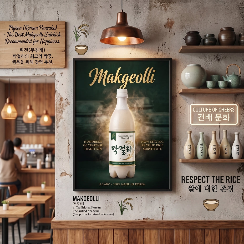 막걸리 Poster – Vintage Korean Rice Wine Wall Art