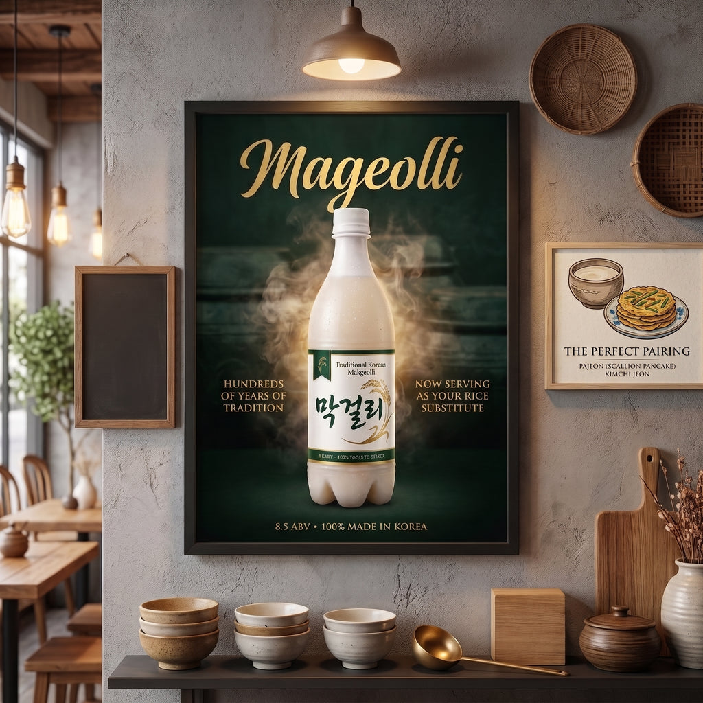 막걸리 Poster – Vintage Korean Rice Wine Wall Art