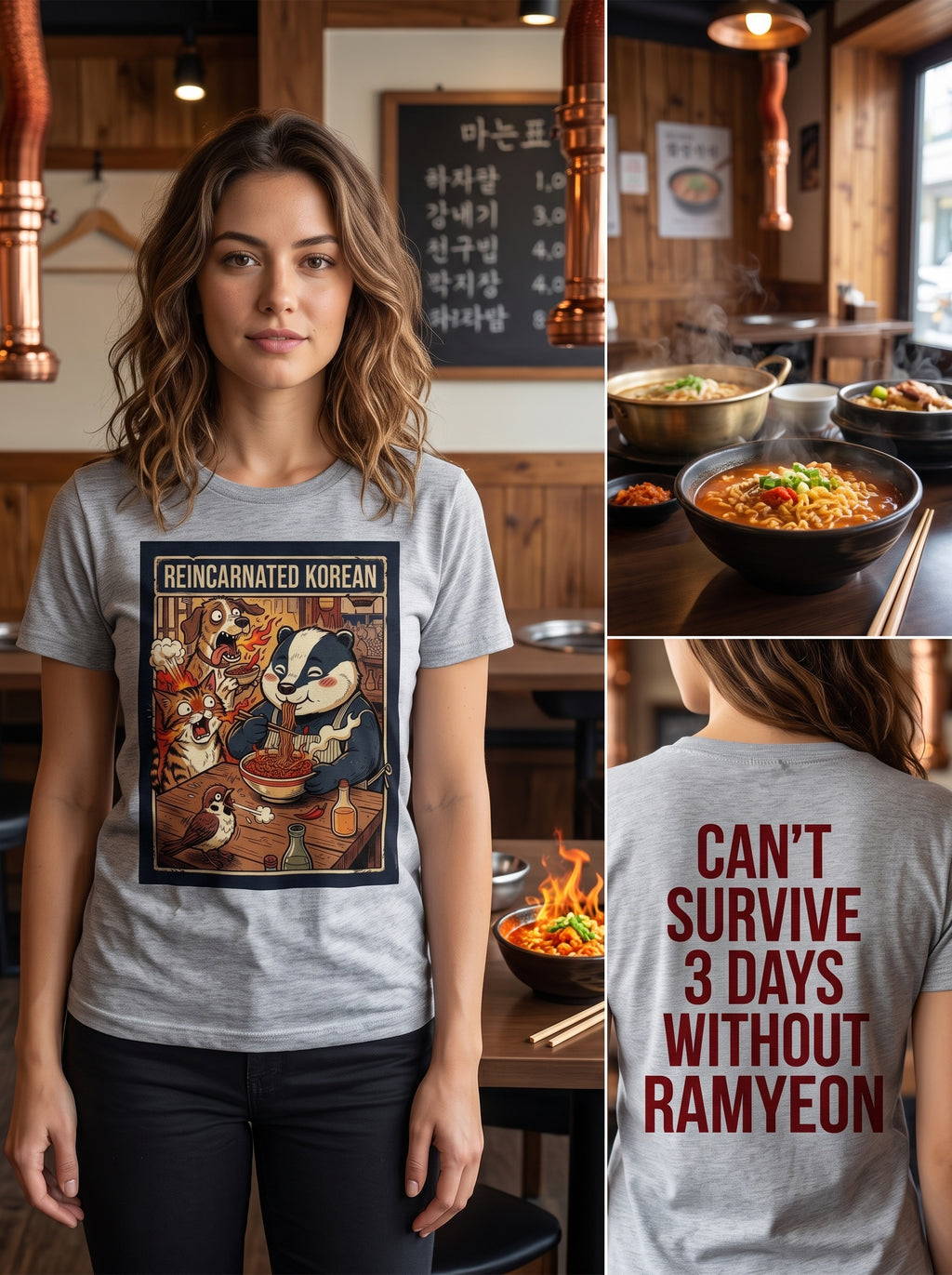 Reincarnated Korean T-Shirt, Korean Food Lover Shirt, Funny Ramyeon Tee, Korean Culture Gift, K-Food Shirt, Korean Humor Gift