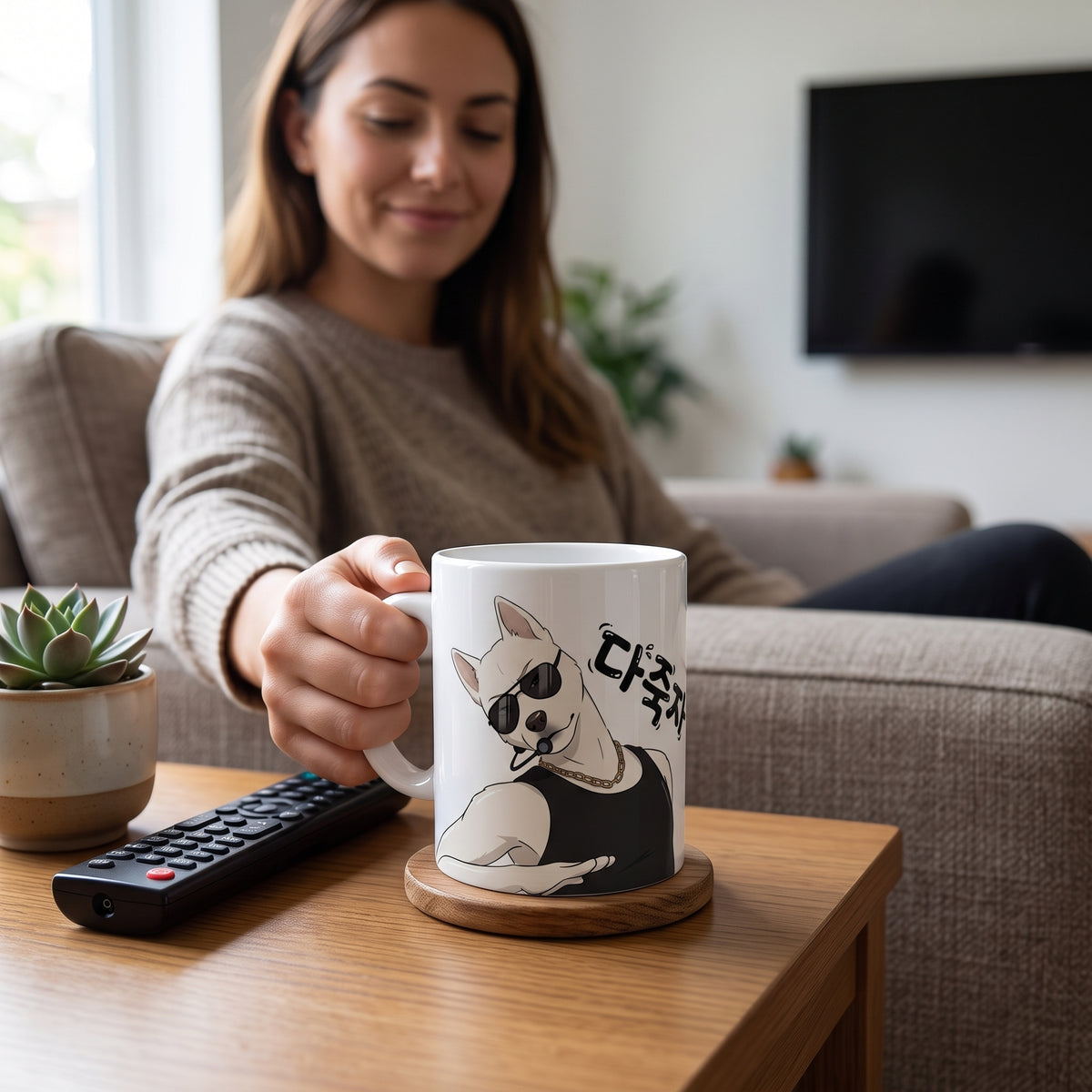 Jindo Dog 다죽자 Meme Ceramic Mug